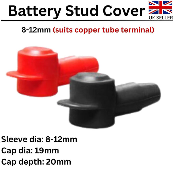 2x Battery terminal Angled Stud Cover Positive & Negative Pair for 8-12mm Cable