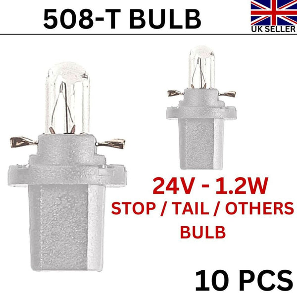 10 x 508T Dashboard Panel Light Bulb with Holder 508 T5 24V-1.2W for Truck Lorry