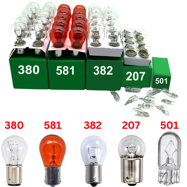 50x Assorted Car Bulb Garage Pack 12v -10Pcs EACH 380 382 581 207 501 - Bulbs