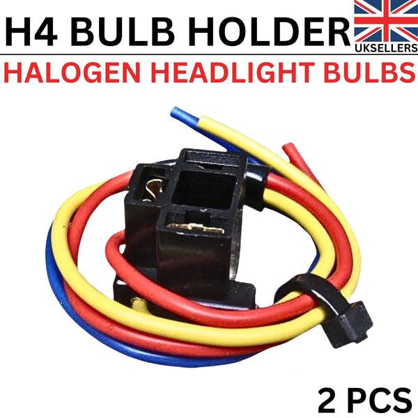 2x H4 3 Wire Car Auto Van Headlight Connector 472 Holders Halogen Bulb Holder