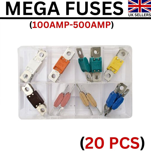 Assorted Box of Mega Fuses(100A, 125A, 150A, 175A, 200A, 225A, 250A & 500A)20Pcs