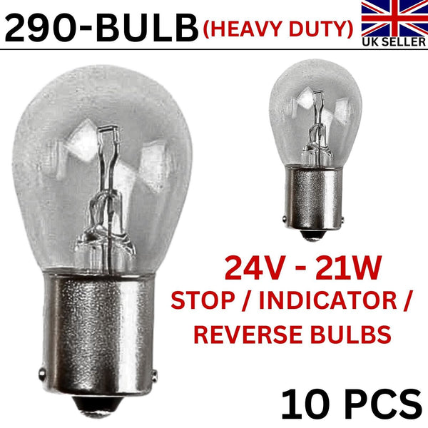 10 x 290 Stop Bulbs 24V-21W Heavy Duty SCC BA15S Bulbs for Car Truck Van Lorry