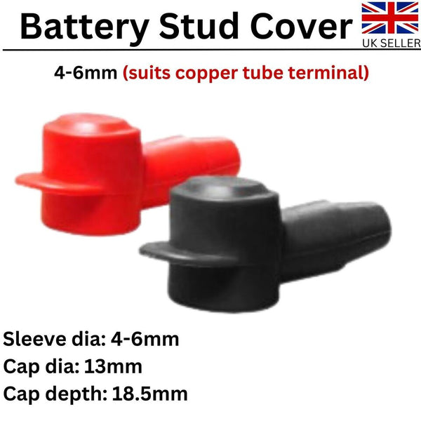 2x Battery terminal Angled Stud Cover Positive and Negative Pair for 4-6mm Cable