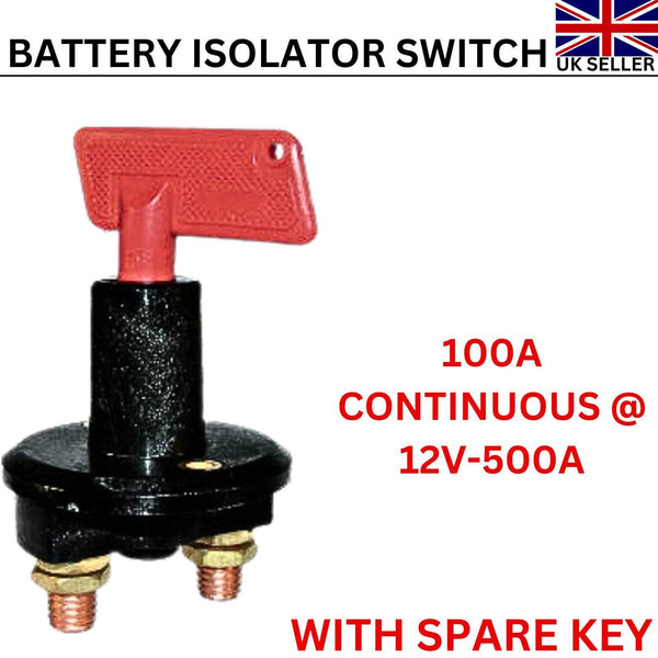 100A Battery Isolator Switch @ 12V 500A Continuous Cut Off Power Kill Key Switch