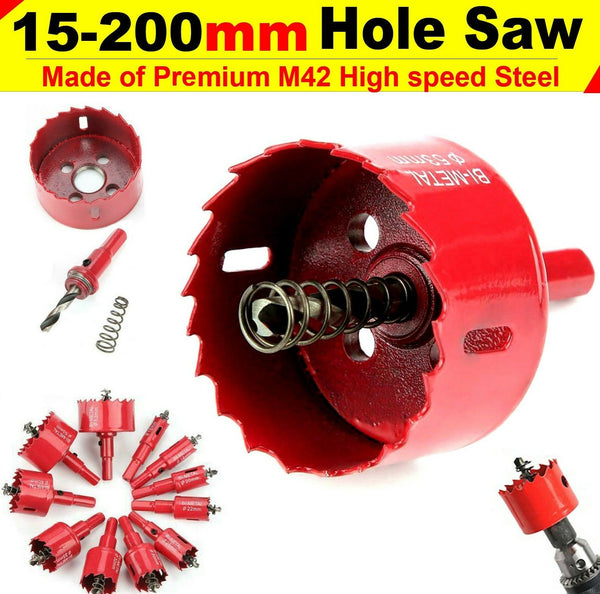 Bi metal Hole Saw 15 mm-200 mm Drill Bit Arbor Pilot Hole Saw Metal Wood Plastic