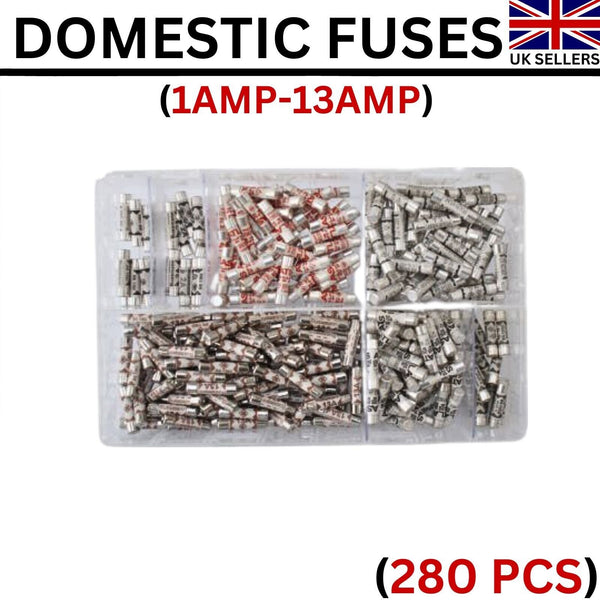 280 Pcs Assorted Box of Domestic Fuses (1, 2, 3, 5, 7, 10 & 13AMP) Plug Top Fuse