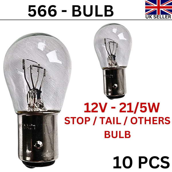 10 x 566 Fog Light Bulbs Reverse Car Brake Stop Tail Auto Bulb BAZ 15D 12V-21/4W