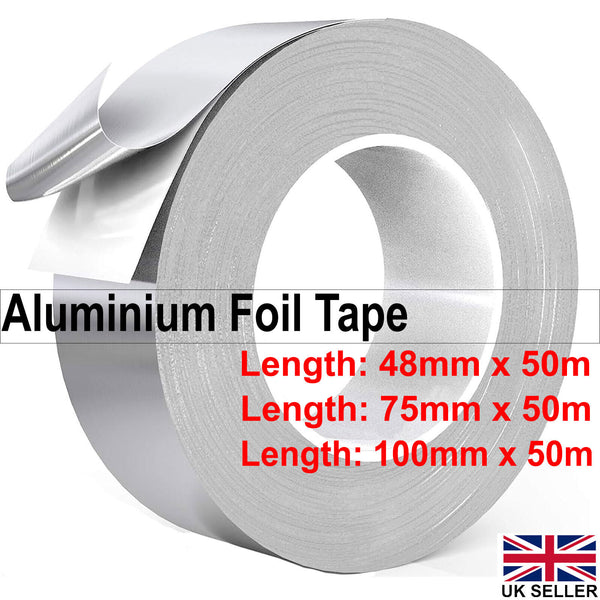 Aluminium foil Tape Heat Insulation Duct Self Adhesive 48mm 75mm 100mm x50m Tape