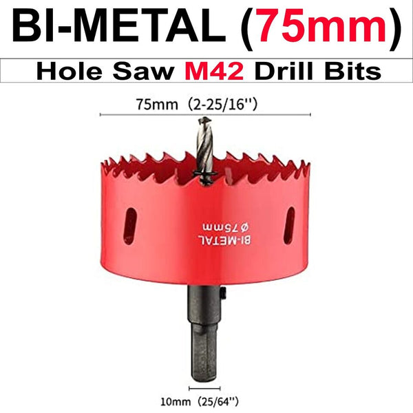 Bi metal Hole Saw M42 Arbor Pilot 75mm Drill Bit for Hole in metal wood Plastic