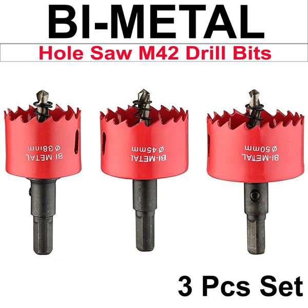 Bi metal Hole Saw M42 38mm 45mm 50mm Drill Bits 3 Pcs Set for Metal Wood Plastic