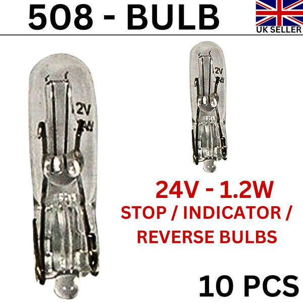 10 x 508 Bulbs Indicator Panel Front Side light 24V-1.2W Capless Parking light