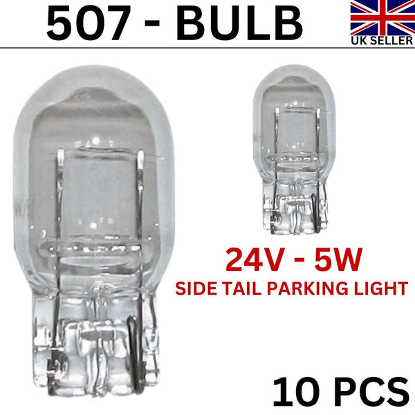 507 Capless Commercial Truck Lorry Side Light Tail Light Bulbs 24V-5W Pack of 10