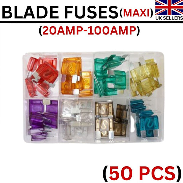 Automotive Maxi Blade Fuses Assorted Box of Mixed Fuse (20 AMP - 100 AMP) Fuses