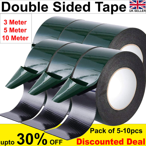 Double Sided Tape Heavy Duty Strong Adhesive Foam Black Tape 3m 5m 10m Roll Deal