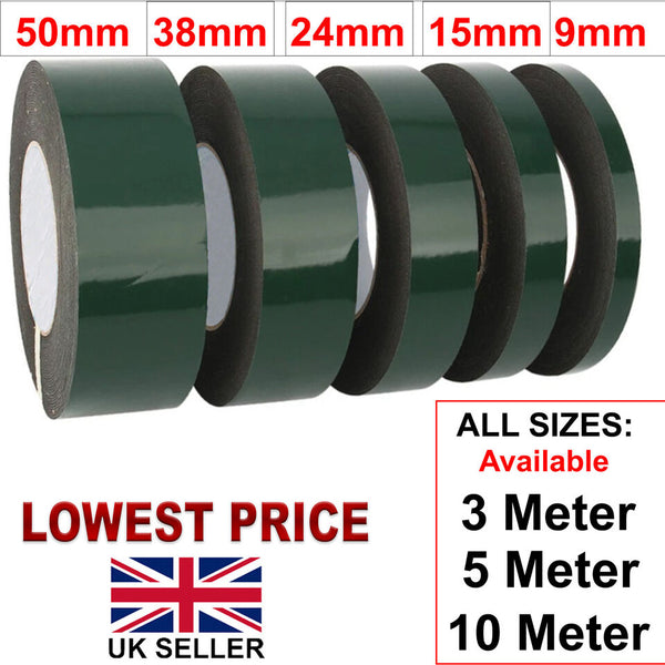 Double Sided Tape Heavy Duty Adhesive Strong Sticky Foam Black Tape Roll 3m -10m