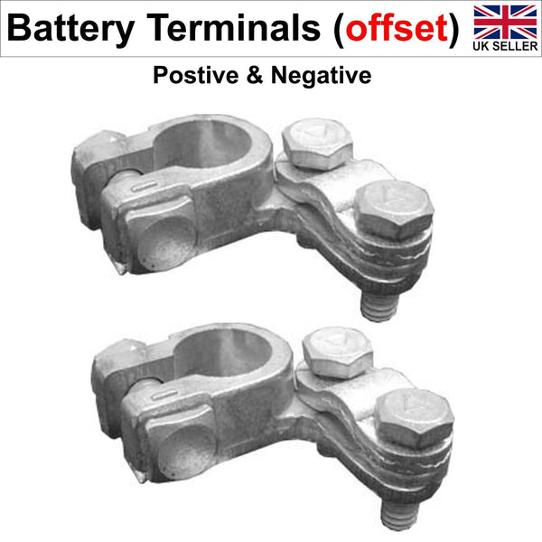 Battery Terminals (Offset) Positive Negative Pair Standard Battery Terminals New