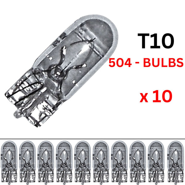 10 x 504 Capless Push In Bulb Dashboard Instrument Light Panel Bulbs 12V-3W T10