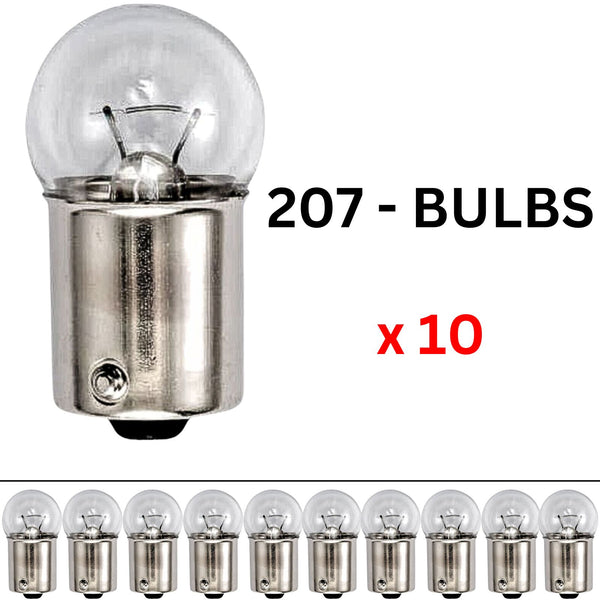 Bulb Side-Tail Push In Number Plate Capless Bulbs Lamps (12V-5W) 10 Pcs 207-bulb