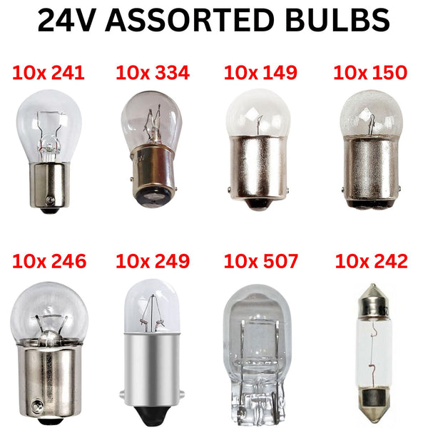 24V Assorted Box of Bulb For Truck Lorry 80x Set-241 334 149 150 242 246 249 507