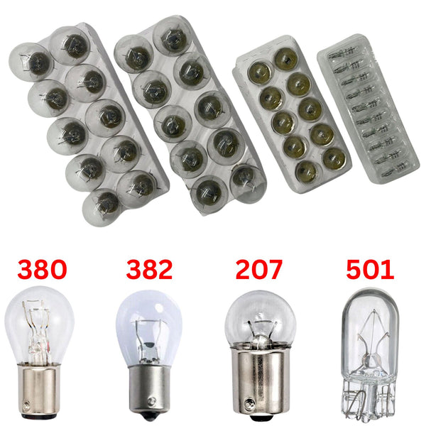 40 x Assorted Car Bulb Garage Pack 12v -10Pcs 380 382 207 501 Bulbs for Car Van