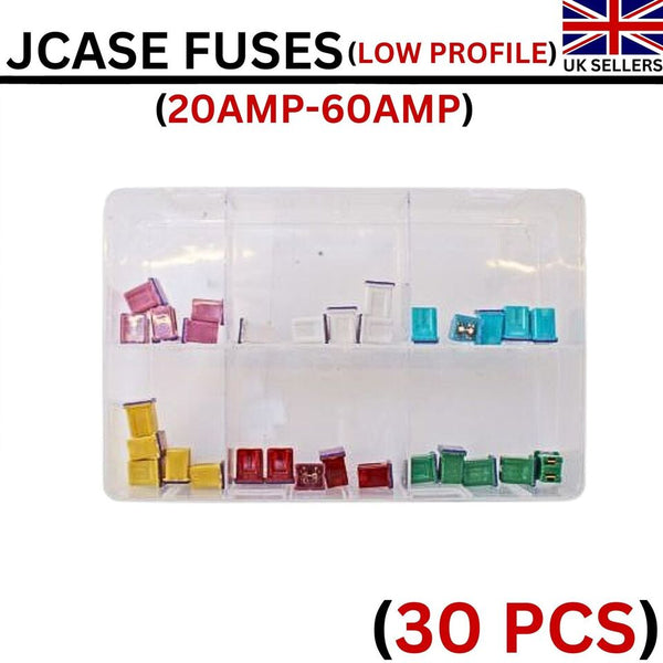 Assorted Box of Low Profile JCASE Type Fuses (20-60AMP) 30 Pcs for Car Van Truck