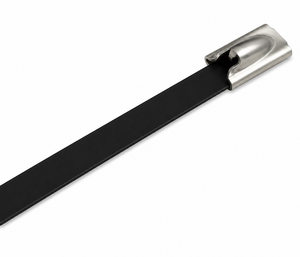 Black Polyester Coated Stainless Steel Cable Ties (Pack of 25)
